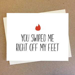 Me arrancó de mis pies. Tarjeta de aniversario o regalo de cumpleaños. Tarjeta para novio novia mejor amigo. tarjeta de tinder.