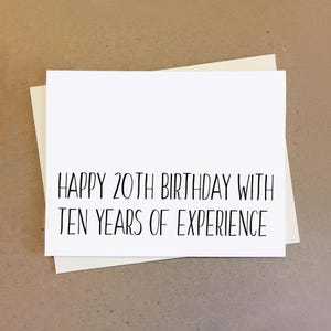 Biglietto di auguri per il 30° compleanno. Biglietto di auguri divertente. 20° compleanno con dieci anni di esperienza.