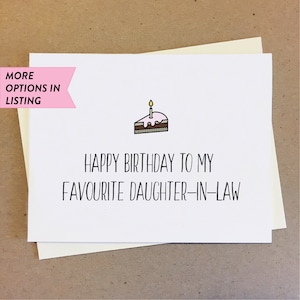 Joyeux anniversaire à ma fille préférée fils mère beau-père. Carte famille. Carte d'anniversaire pour In Law. Carte d'anniversaire douce