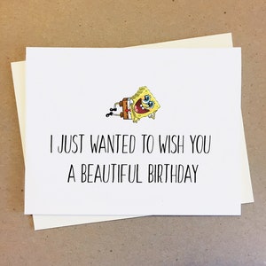Tarjeta de cumpleaños de Bob Esponja. Hermosa tarjeta de cumpleaños. Tarjeta de 25 cumpleaños. Personalizar Tarjeta. Interior en blanco.