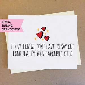 Biglietto bambino preferito / Biglietto per mamma / Biglietto per papà / Biglietto per genitori / Non devi dire ad alta voce / Biglietto personalizzabile / Vuoto all'interno
