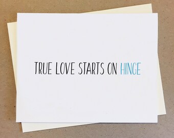 True Love Starts on Hinge. Couple Card. Love Card. Valentines Card. Dating App Card. Boyfriend Girlfriend Card. Wife Husband Card.