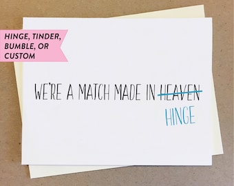 Match Made in Hinge. Hinge Anniversary. Match Made in Heaven. Dating App Card. Boyfriend Girlfriend Card. Wife Card. Husband Card.