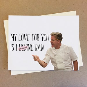 Tarjeta de Gordon Ramsay. Tarjeta divertida para él o para ella. Deseo de feliz aniversario. Regalo de novio para la novia.