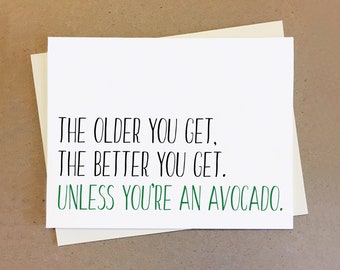 Funny avocado or banana birthday card.