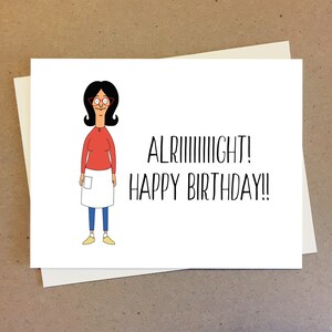 Bobs Burgers Linda Belcher, carte de joyeux anniversaire, il est temps de faire la fête, carte de fête d'anniversaire drôle de culture pop.