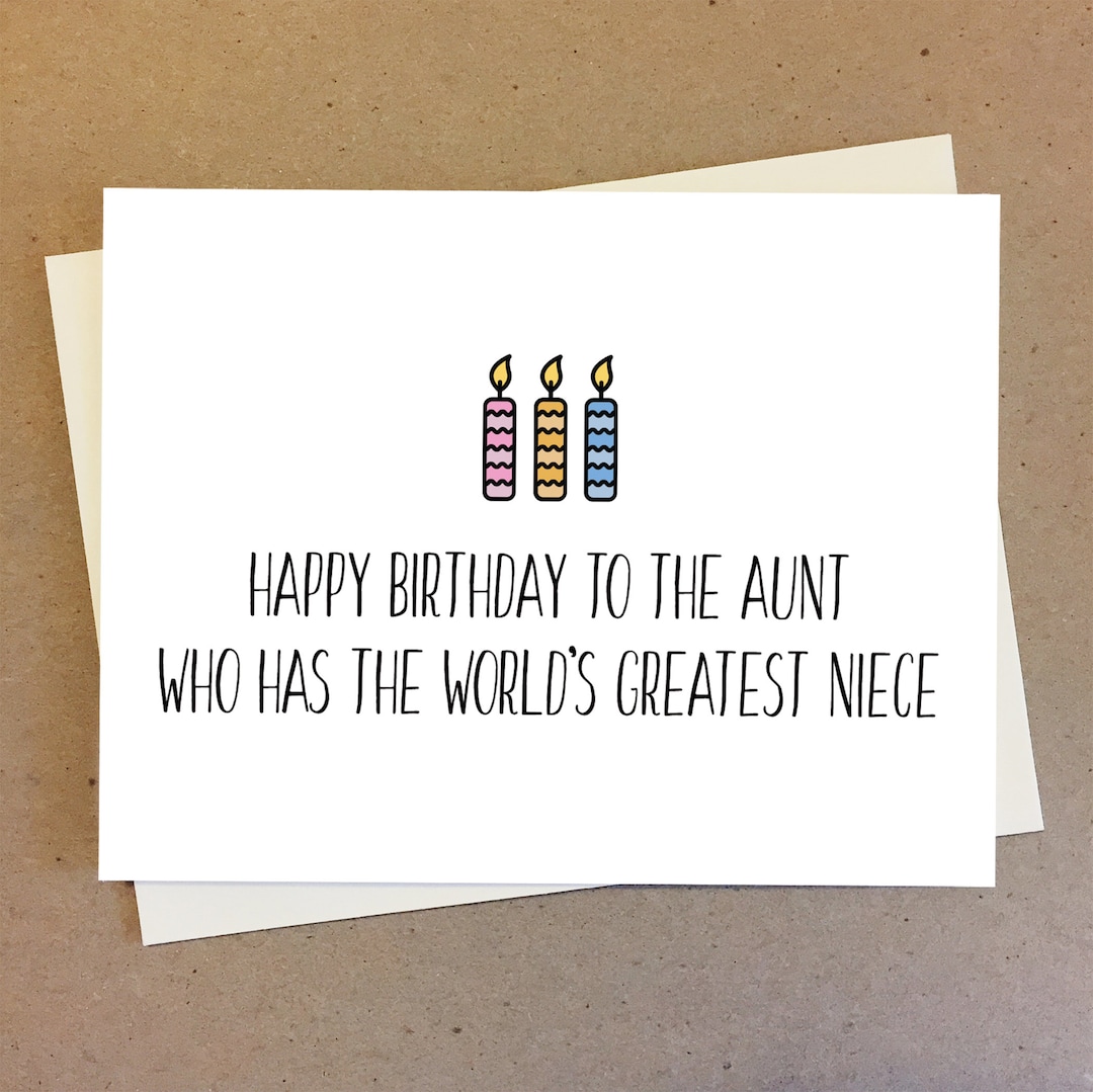 Funny Card for Aunt Birthday Gift From Niece. Happy Birthday to the ...