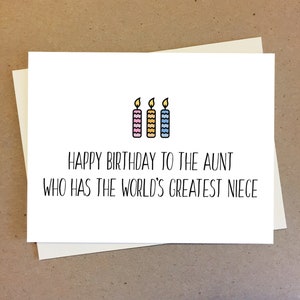Carte amusante pour cadeau d'anniversaire de tante de nièce. Joyeux anniversaire à la tante qui a la meilleure nièce du monde. Carte personnalisée. Vide à l'intérieur.
