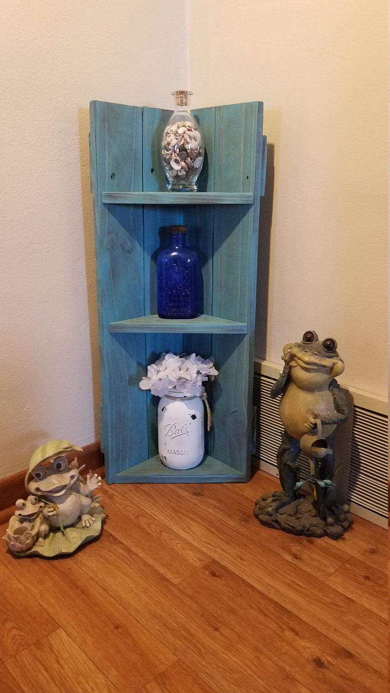 Rustic corner stand shelf