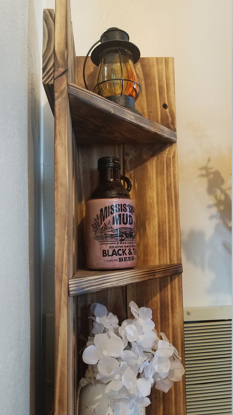Rustic corner stand shelf