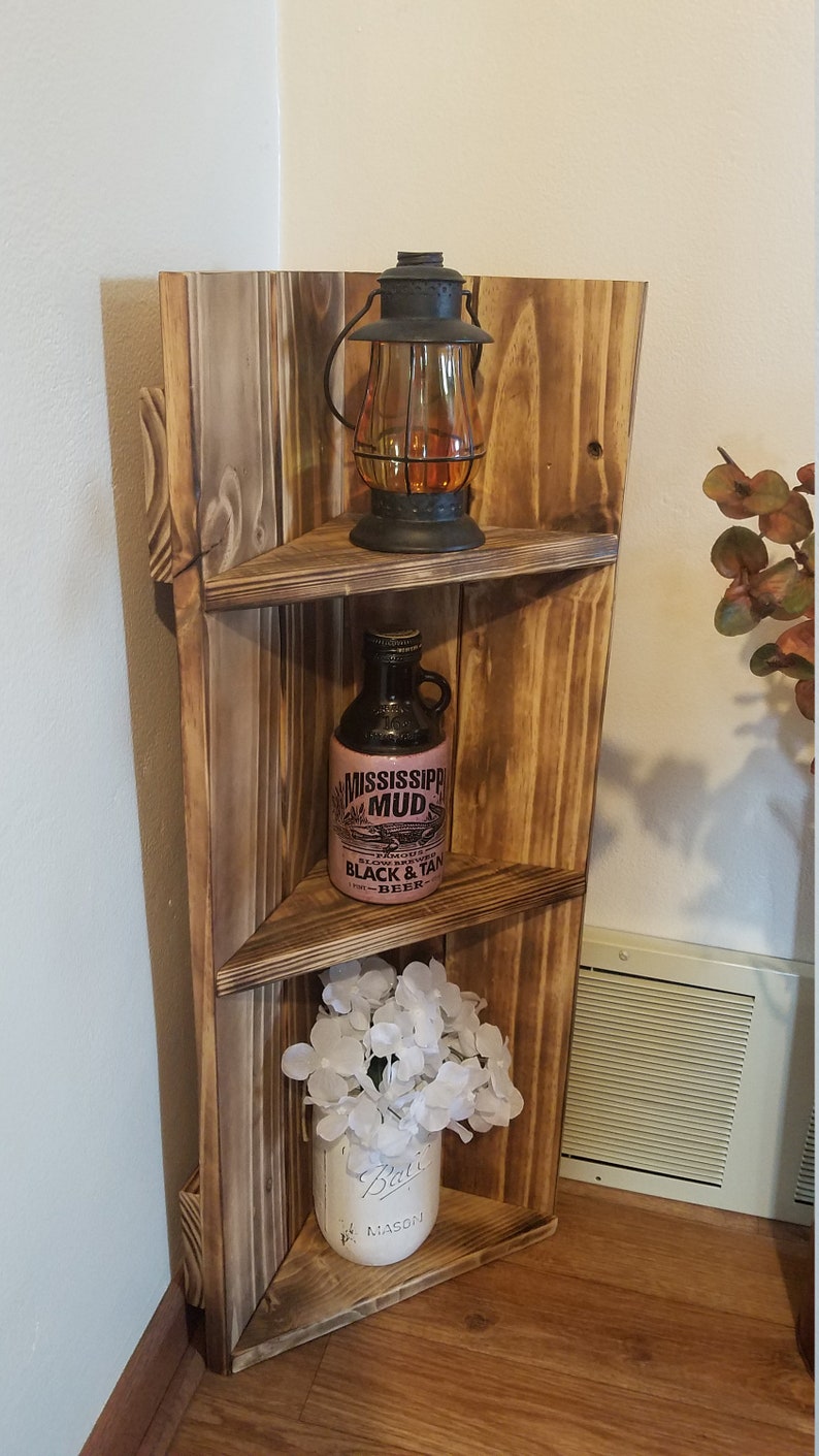 Rustic corner stand shelf