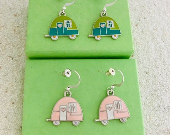 Camper camp fire stud earrings-Ear jackets-Camping lantern Camp earrings-Jewelry for women her