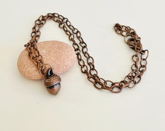 Rustic Acorn Necklace, Nature Necklace, Antique Copper Necklace, #4301