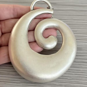Large Swirl Spiral Pendant Necklace, Bold Statement Pendant, Rustic Antique Silver Boho Contemporary Jewelry, #5080