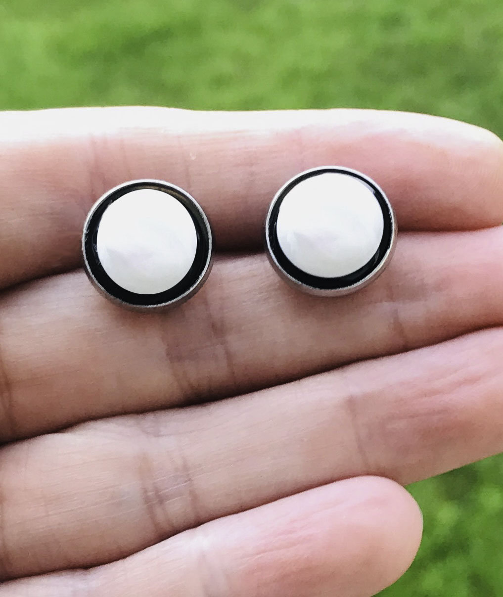 Black And White Stud Earrings Luminous Stud Earrings 848 | Etsy