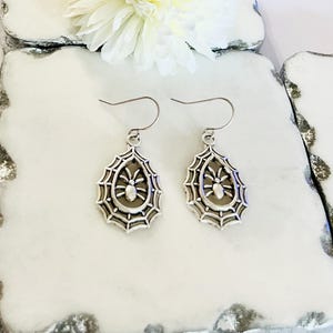 Spider Cobweb Earrings, Halloween Earrings, Insect Dangle Earrings, #4192