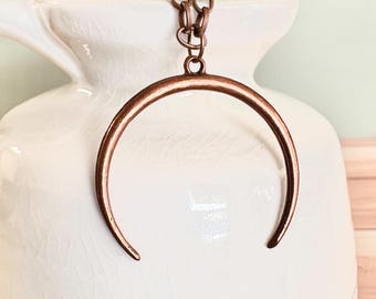 Rustic Moon Necklace, Celestial Necklace, Antique Copper Necklace, #4407