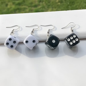 drop earrings gift for gamblers novelty earrings Red Dice dangle earrings gift for her lucky dice earrings casino stocking filler