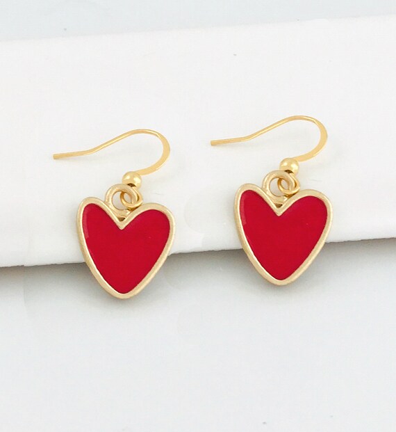Red Heart Earrings Valentine Gift Heart Jewelry 2571 | Etsy