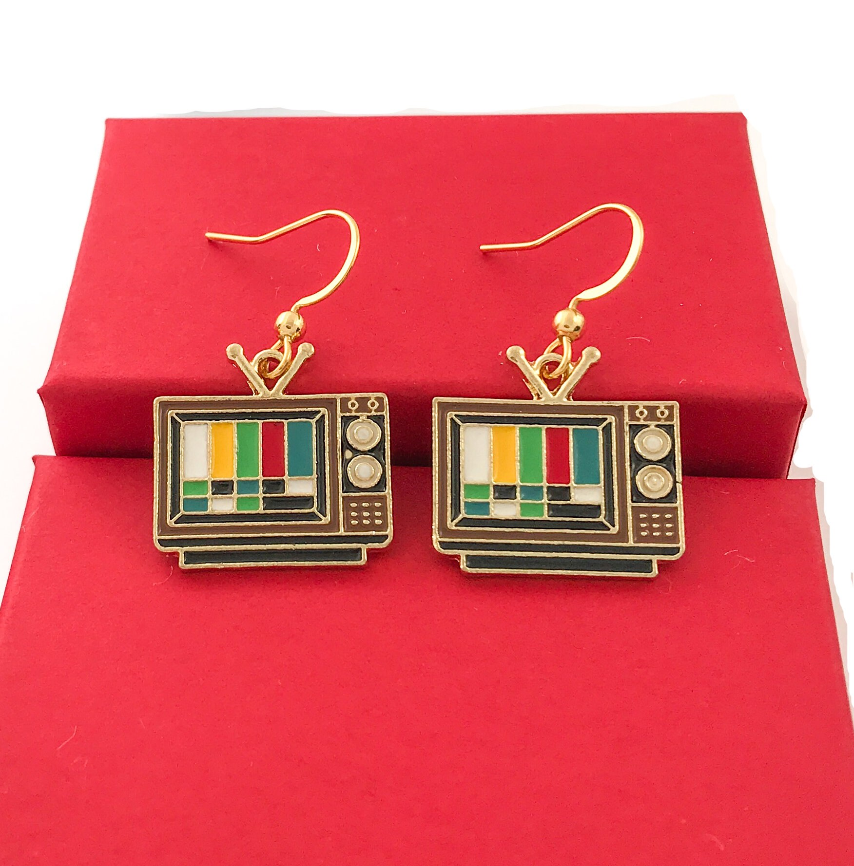 TV Earrings Television Earrings Old Fashioned TV 2394 Etsy