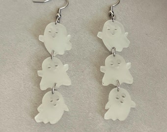 Glow In The Dark Ghost Earrings, Halloween Earrings, #3653