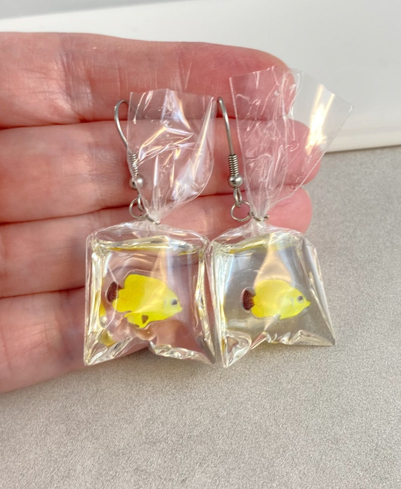 Goldfish in A Bag Earrings Tropical Fish Earrings Carnival - Etsy