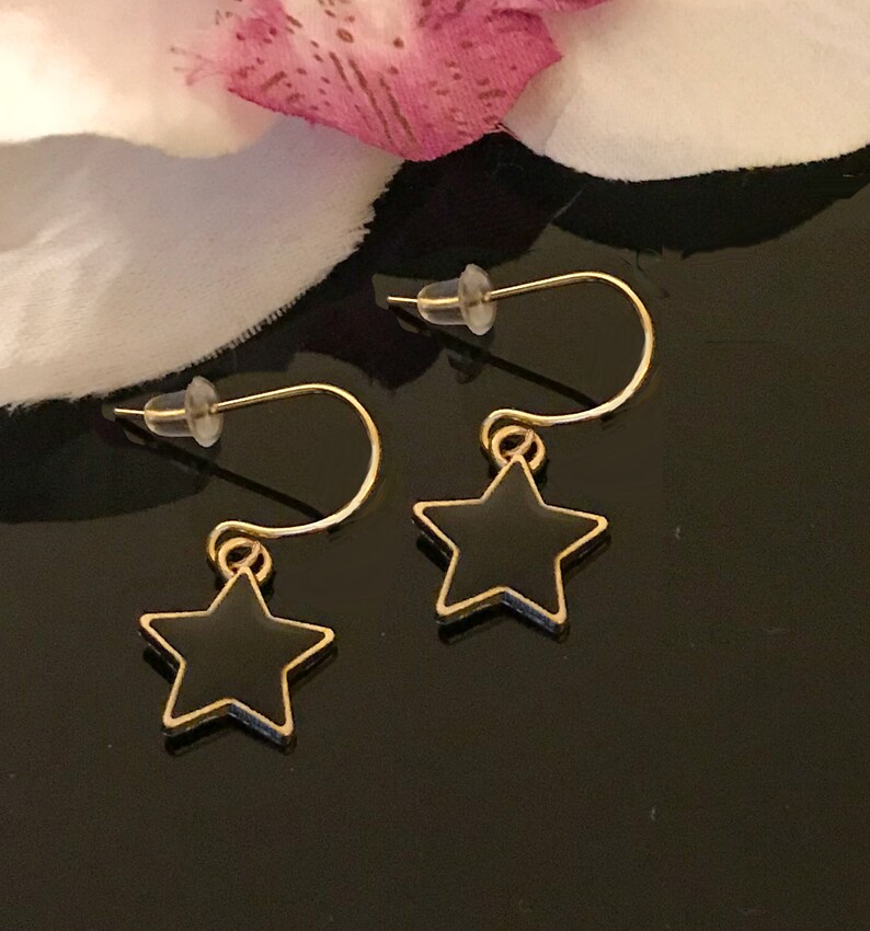 Star Earrings Celestial Earrings Enamel Earrings Etsy