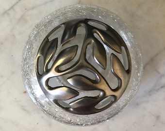 Vintage art nouveau crackled glass candle holder