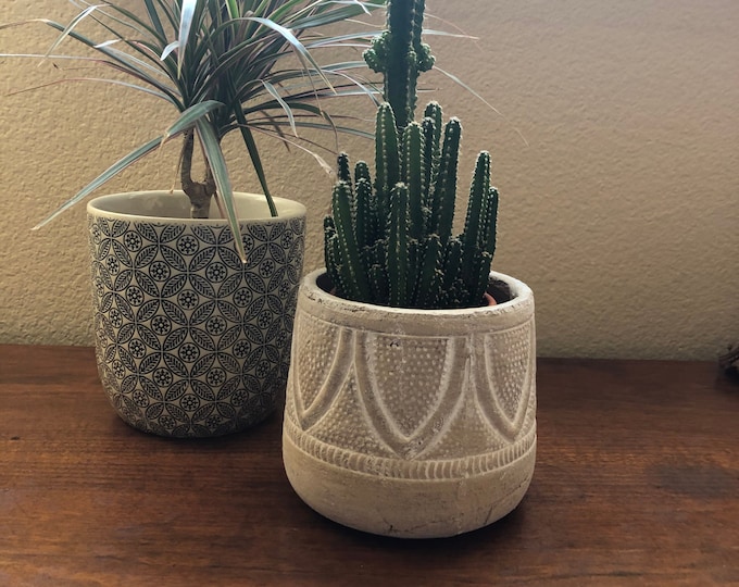 White washed terra-cotta 6 inch pot