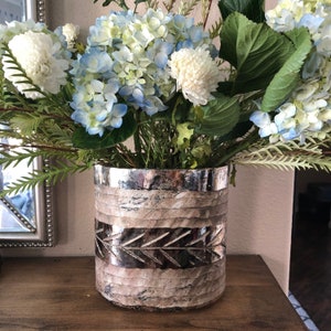 Copper colored etched mercury glass vase or votive holder