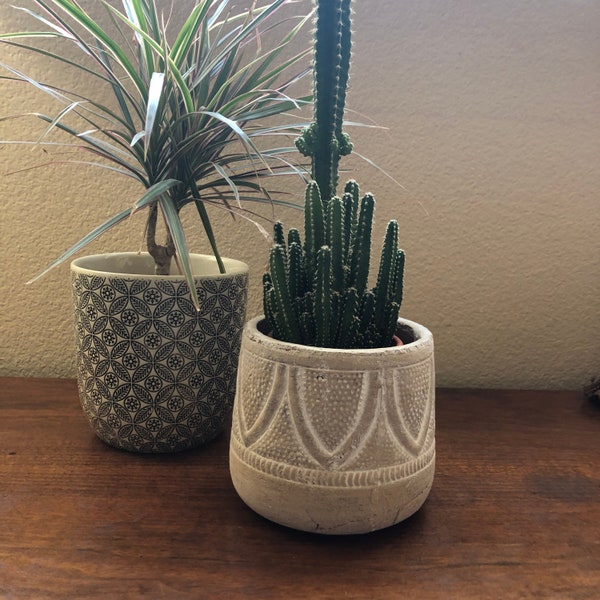 White washed terra-cotta 6 inch pot