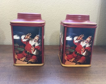 Santa Claus Coca-Cola canister set of two