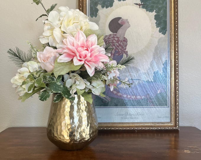 Hammered brass planter