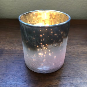 Pink and gold On braid mercury glass votive holder