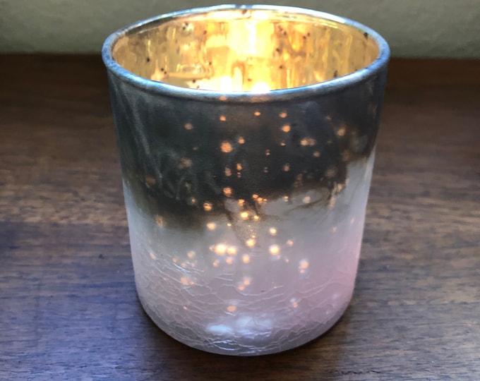 Pink and gold On braid mercury glass votive holder
