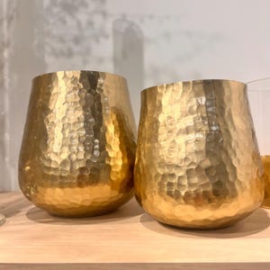 Hammered brass planter