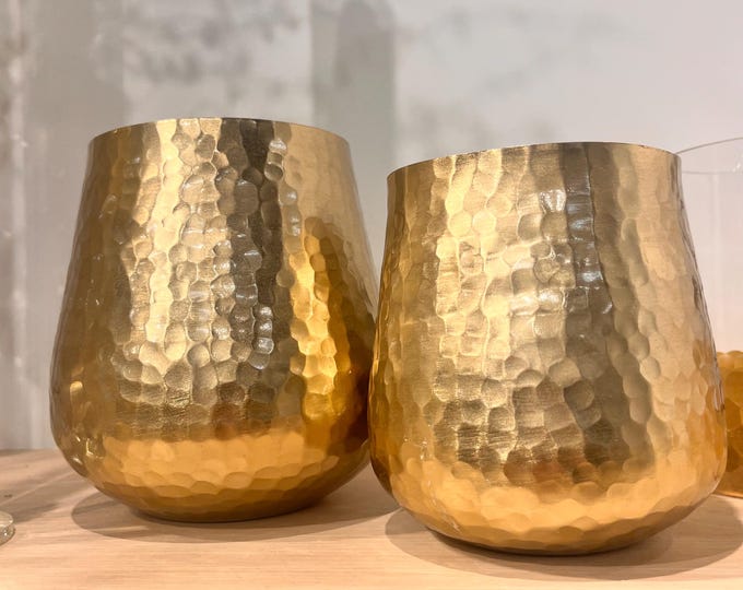 Hammered brass planter