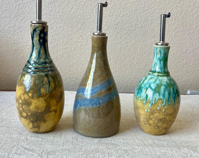 Stoneware Oil Cruet, 10 oz 3 Styles