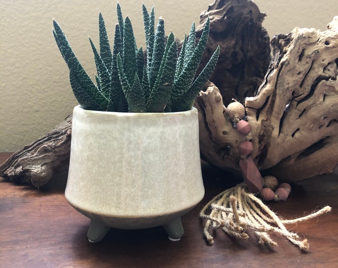 Beige footed 4 inch planter