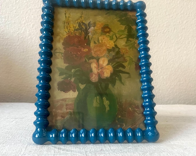 Vintage style blue hob knob 7 3/4"x 5 3/4" frame holds approximately 5x7 image