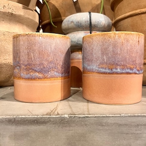 Rustikaler bronze-blauer Blumentopf 12x13cm