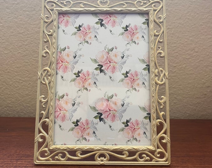 Vintage cream and gold art deco style 5x7 photo frame
