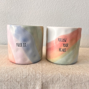 Positive affirmation rainbow pot comes with two sayings 4.5”x4.5”