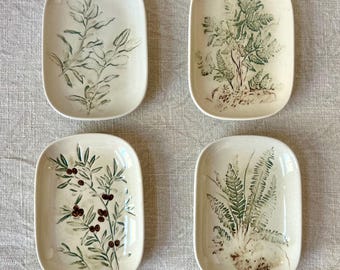 Floral debossed stoneware dish, 4 Styles 6"L x 4"W