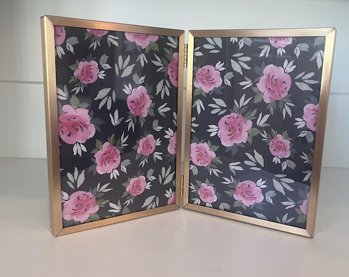 Vintage brass Double 5 x 7 photo frame