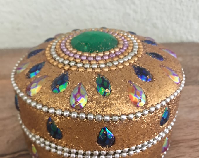 Vintage gold in jeweled Indian jewelry box