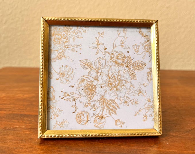 Vintage brass square 3.5x 3.5 square photo frame