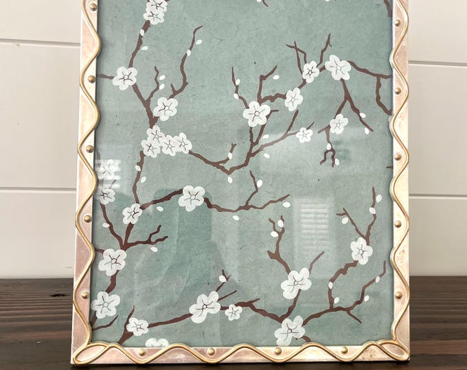 Vintage silver frame 10 1/2"x 8 1/2" holds a 9 1/2" x7 1/2" image. hangs and stands in both directions.