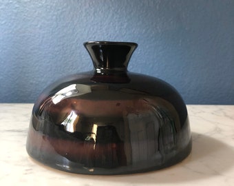 Black and purple stripe glass vase