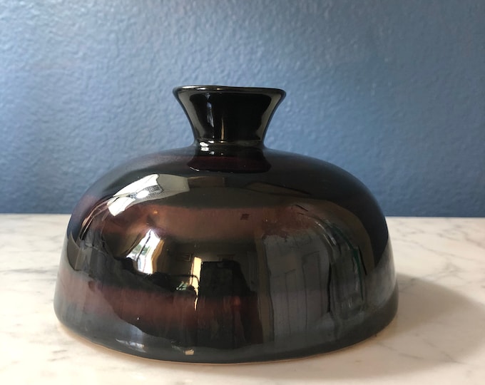 Black and purple stripe glass vase